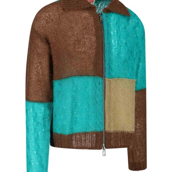 ANDERSSON BELL Men’s Patchwork Checkered Zip Cardigan Mohair Sweater M - Picture 3 of 15